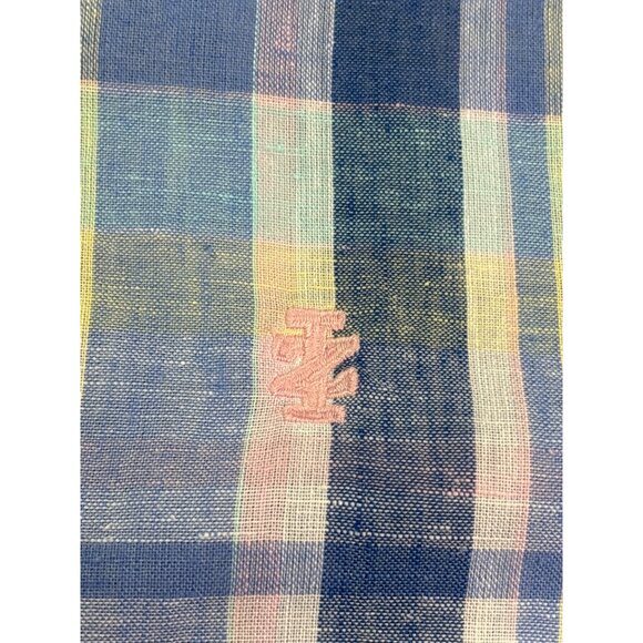 Izod Mens Short Sleeve Plaid Button Front Shirt Size L Linen Blend New - Picture 3 of 8